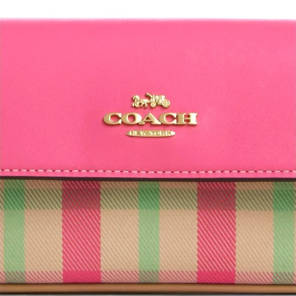 NWT Authentic Coach CBI56 Hailey Flap Bag Plaid Print Jacquard & Leather - Picture 3 of 5